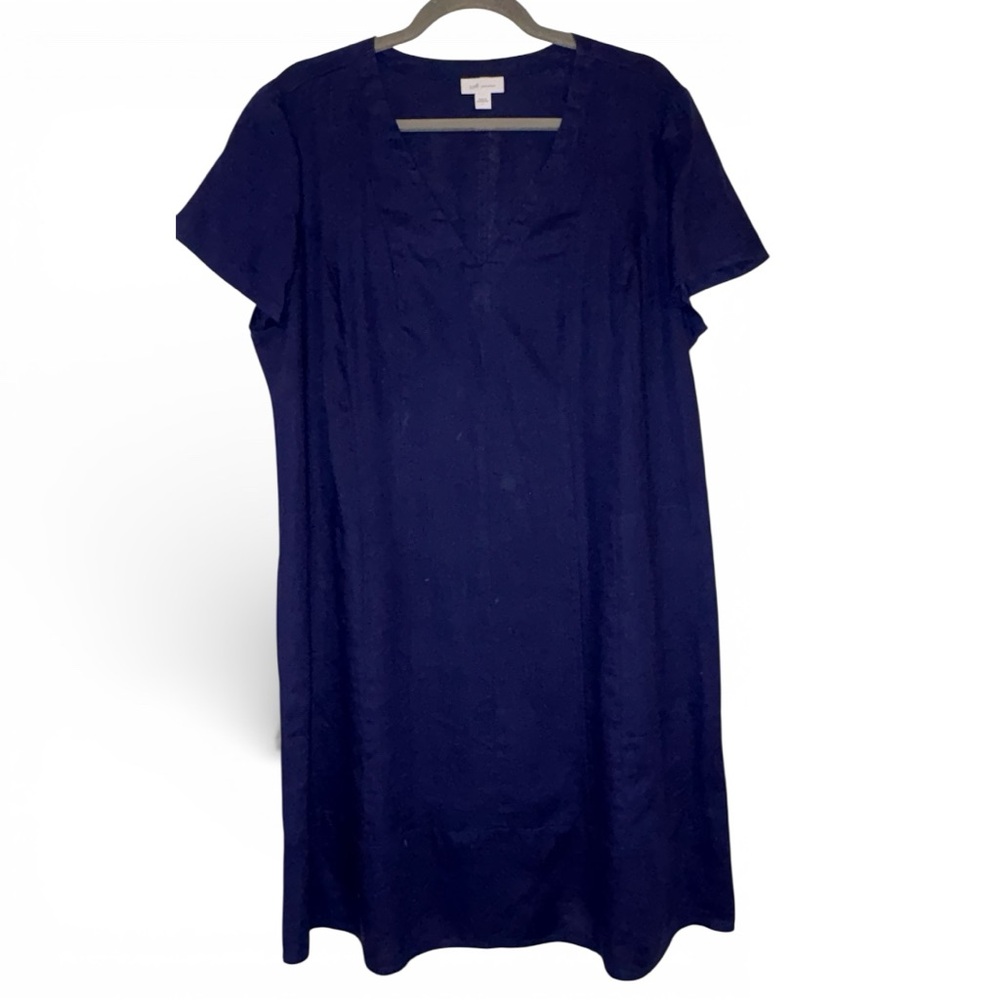 NWOT J. Jill Love Linen Blue Linen Dress – Size Large R - Picture 5 of 12